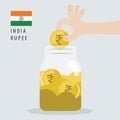 Save your India Rupee money in glass jar style