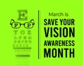 Save Your Vision Awareness Month. Vector illustration on green