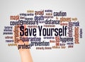 Save yourself word cloud and hand with marker concept