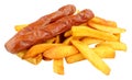 Saveloy Sausages And Chips Royalty Free Stock Photo