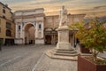 Triumphal arch in Santarosa Square, Savilgiano, Italy