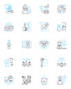 Saving account linear icons set. Interest, Deposit, Compound, Withdrawal, Balance, Earn, Security line vector and