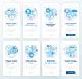 Saving accounts types blue onboarding mobile app screen set Royalty Free Stock Photo