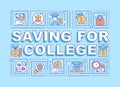 Saving for college word concepts blue banner