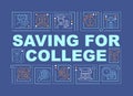 Saving for college word concepts dark blue banner