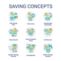 Saving for education concept icons set