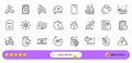 Saving electricity, Cardboard box and Inspect line icons for web app. Pictogram icon. Line icons. Vector