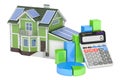 Saving energy consumption, efficiency from solar energy concept.