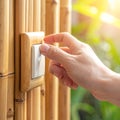 Saving Energy with a Light Switch on a Bamboo Wall Royalty Free Stock Photo
