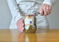 Saving Euro Money In Glass Jar Royalty Free Stock Photo