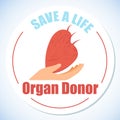 Organ Donation to Save Life Flat Vector Icon Royalty Free Stock Photo