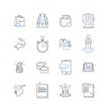 Saving line icons collection. thrift, budgeting, economizing, squirreling, cutting, abstaining, hoarding vector and Royalty Free Stock Photo