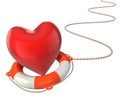 Saving love marriage relationship - heart on lifebuoy Royalty Free Stock Photo