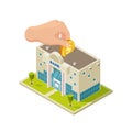 Saving money in bank isometric vector concept Royalty Free Stock Photo