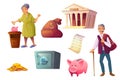 Saving money cartoon icon, piggy bank safe deposit