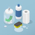 Saving Money For Cleaning Isometric Illustration