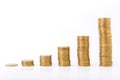 Saving money concept, coin stack growing business Royalty Free Stock Photo