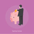 Saving money concept design 3d isometric illustration Royalty Free Stock Photo