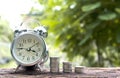 Saving money concept with money coin stack growing for business Royalty Free Stock Photo