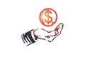 Saving, money, finance, hand, investment concept. Hand drawn isolated vector.