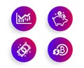 Saving money, Financial diagram and Payment icons set. Refresh bitcoin sign. Vector