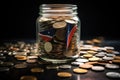 Saving money for the future concept. Coins in the glass jar with flag of Chile, Finance concept - Malaysia Ringgit Coins in a jar Royalty Free Stock Photo