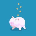 piggy bank illustration with flying coins Royalty Free Stock Photo