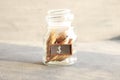 Saving money jar. Golden coins. Royalty Free Stock Photo