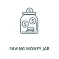 Saving money jar vector line icon, linear concept, outline sign, symbol Royalty Free Stock Photo