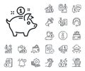 Saving money line icon. Piggy bank sign. Cash money, loan and mortgage. Vector Royalty Free Stock Photo