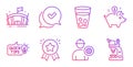 Saving money, Ranking star and Ice tea icons set. Engineer, Education idea and Approved signs. Vector