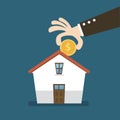 Saving money to buy a house. Investing money house. Royalty Free Stock Photo