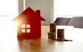 Saving money to buy new house. High rent price or home insurance Royalty Free Stock Photo