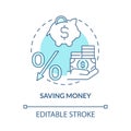 Saving money turquoise blue concept icon