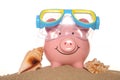 Saving money on your summer holiday piggy banks Royalty Free Stock Photo