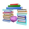 Saving Piggy Bank in Stacks of Books Royalty Free Stock Photo