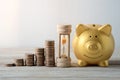 Saving plan with gold piggy bank Royalty Free Stock Photo