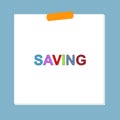 saving post it on blue Royalty Free Stock Photo