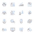 Saving strategy line icons collection. Frugality, Budgeting, Planning, Investment, Compounding, Asset, Emergency vector