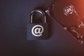 Saving user data. Hacking a password on a PC. Closing access to files. Hackers and secret data. HDD and key with lock.