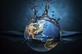 Saving water and world environmental protection concept. Eearth, globe, ecology, nature, planet concepts Royalty Free Stock Photo