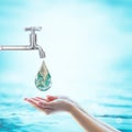 Saving water and world environmental protection concept Royalty Free Stock Photo