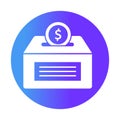 Saving white glyph with color background vector icon which can easily modify or edit