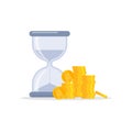 Savings account, banking deposit. Icon of hourglass and coins