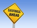 Savings ahead road sign 3d illustration Royalty Free Stock Photo