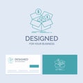 savings, box, budget, money, growth Business Logo Line Icon Symbol for your business. Turquoise Business Cards with Brand logo