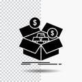 savings, box, budget, money, growth Glyph Icon on Transparent Background. Black Icon