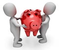 Savings Character Represents Piggy Bank And Illustration 3d Rendering