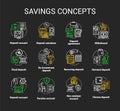 Savings concept chalk concept icons set. Different banking systems, deposit account variety idea. Passive income, payoff Royalty Free Stock Photo