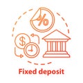 Savings concept icon. Fixed deposit idea thin line illustration. Creating investment account. Getting bigger profits